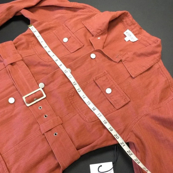 NWT Whiteroom+Cactus Womens Orange Belted Long Sleeve Button Front Jacket Large - Picture 6 of 12